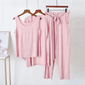 Plain Baby Pink 3 Pieces Set Night Wear