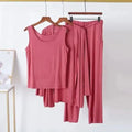 Plain Hot Pink 3 Pieces Set Night Wear
