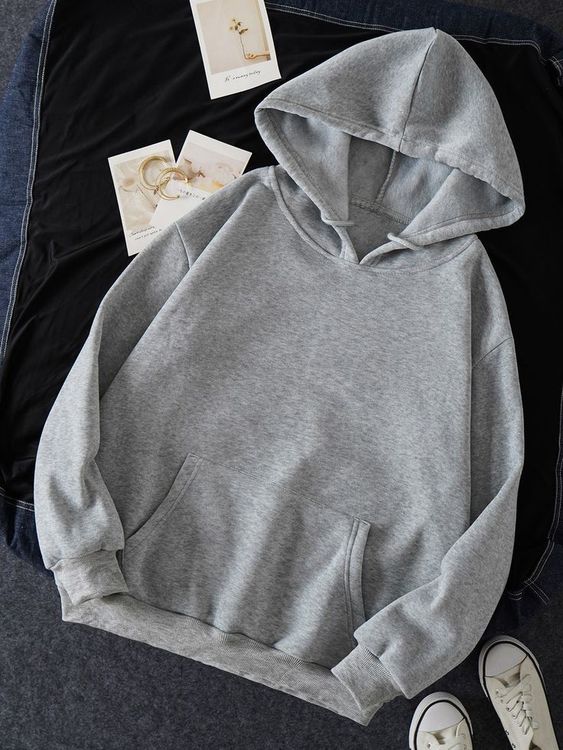 Plain Heather Grey Hoodie