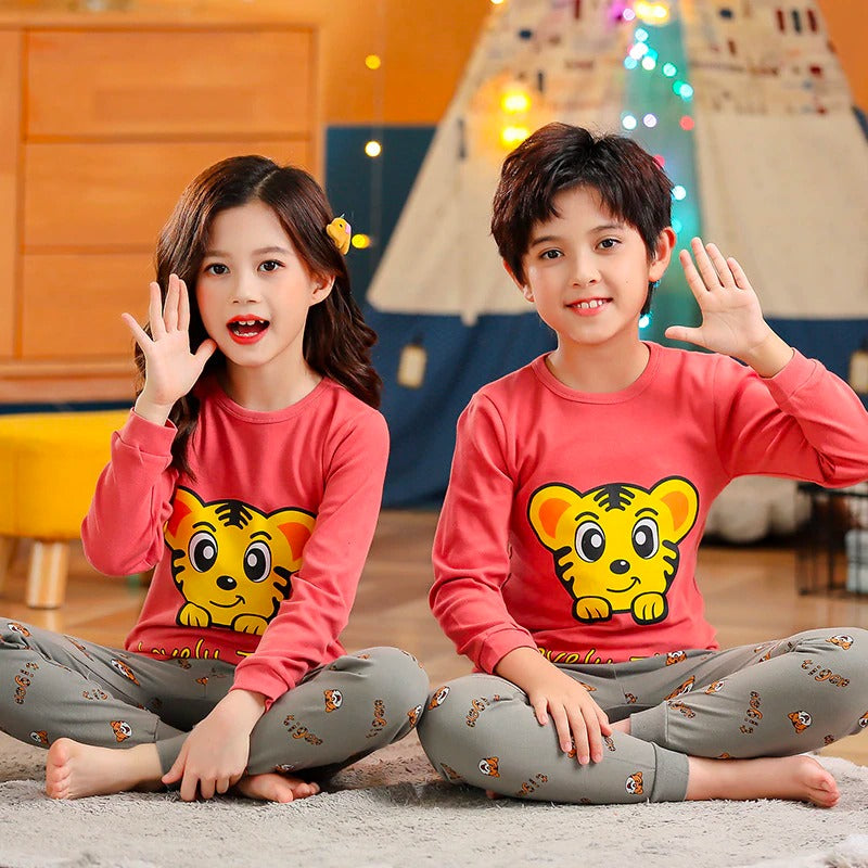 Red Yellow Lion Printed Kids Suit