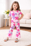 Off White Multi Flowers Printed Kids Suit