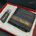 Luxury Personalized Black Wallet Gift Set for Men – Custom Name Wallet, Pen & Keychain