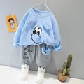 Blue Sweety Printed Sweatshirt and Grey Trouser Kids Track Suit