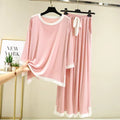 Pink With White Strips Full Sleeves Night Wear