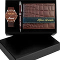 Personalized Leather Wallet Pen Watch Gift Set with Name Engraving Gift for Men