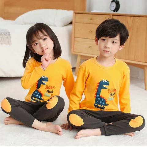 Yellow Dinasaur Printed Kids Suit